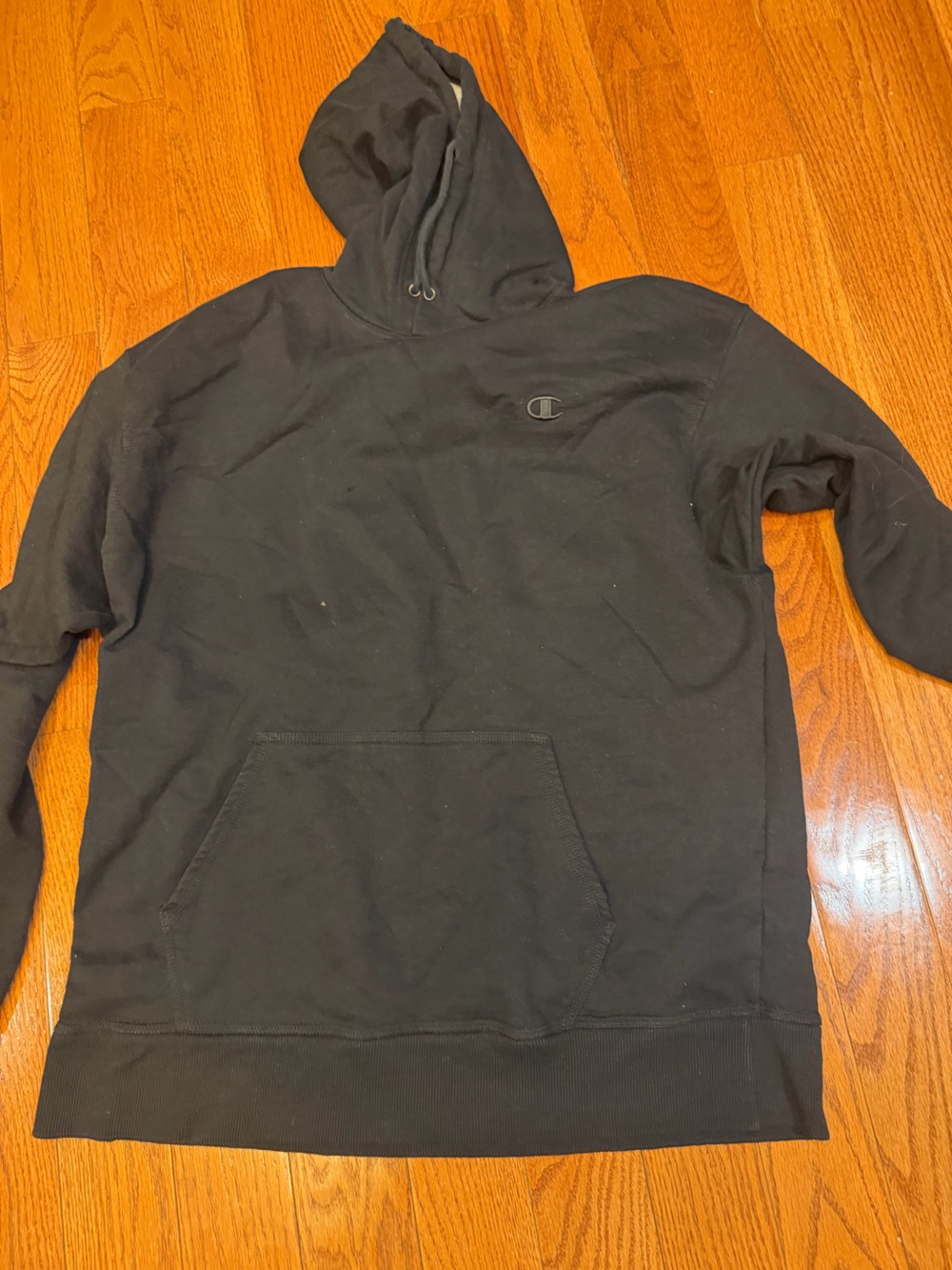 Champion Black Hooded Sweatshirt with Small Logo
